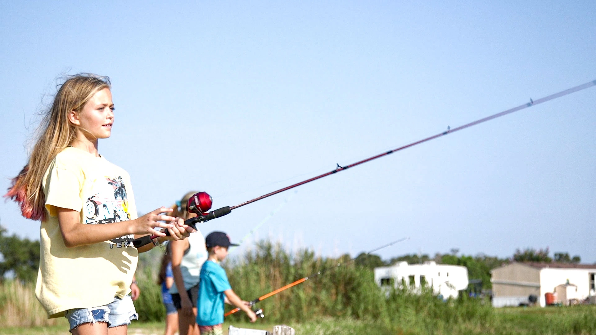 Youngsters fishing in Rockport, TX