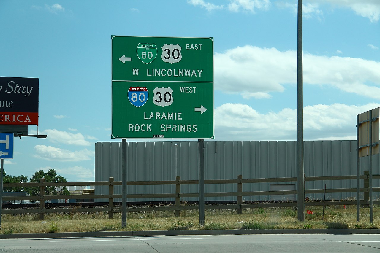 BL80 US30 East - I-80 West Sign near Laramie, WY