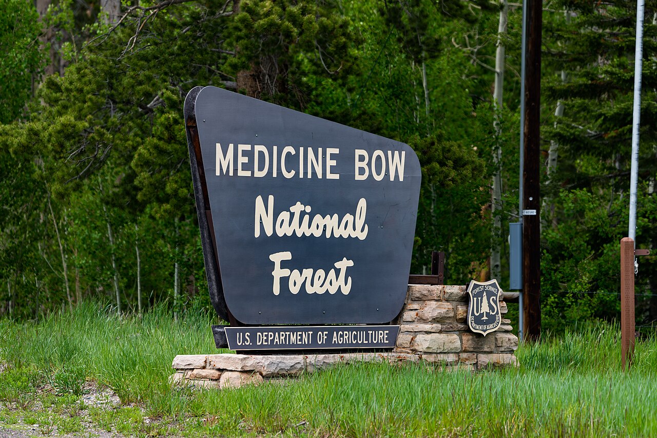 Signage for the Medicine Bow National Forest near Laramie, Wyoming
