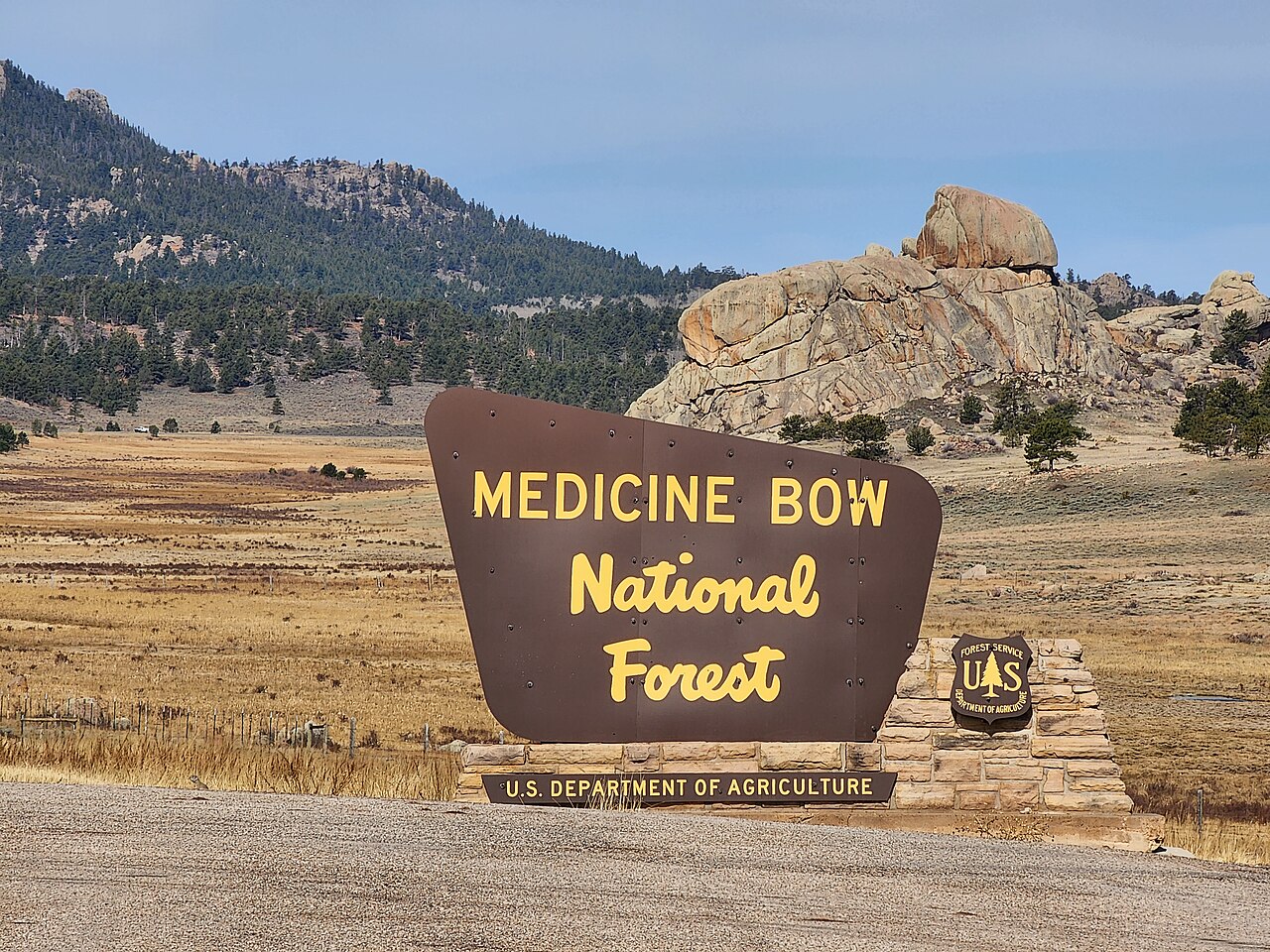 Signage for the Medicine Bow National Forest near Laramie, Wyoming.