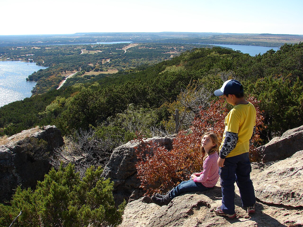 Children at Possum Kingdom Lake in North Texas near Graford.
