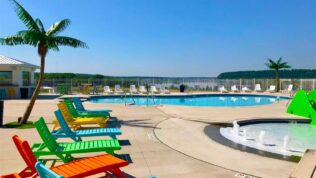 A large swimming pool at Coconut Cove RV Resort