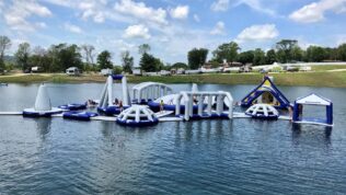 Inflatable aqua park at Coconut Cove RV Resort