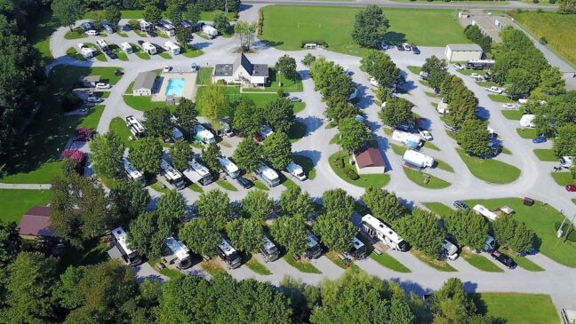 Aerial view of Clarksville RV Resort