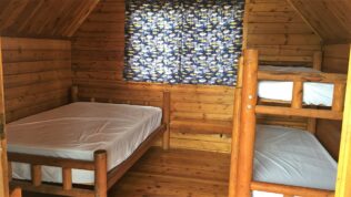 Inside view of a rentable cabin at Perryville RV Resort