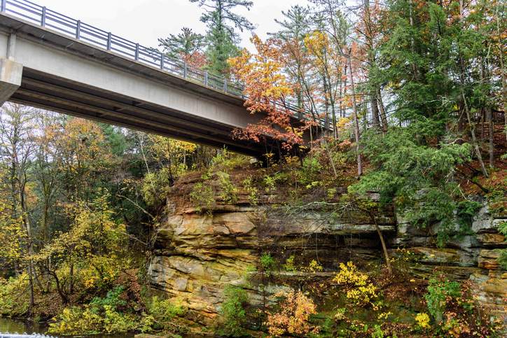 Bridge in the Wisconsin Dells during Fall.