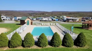 Gated pool near campsites.