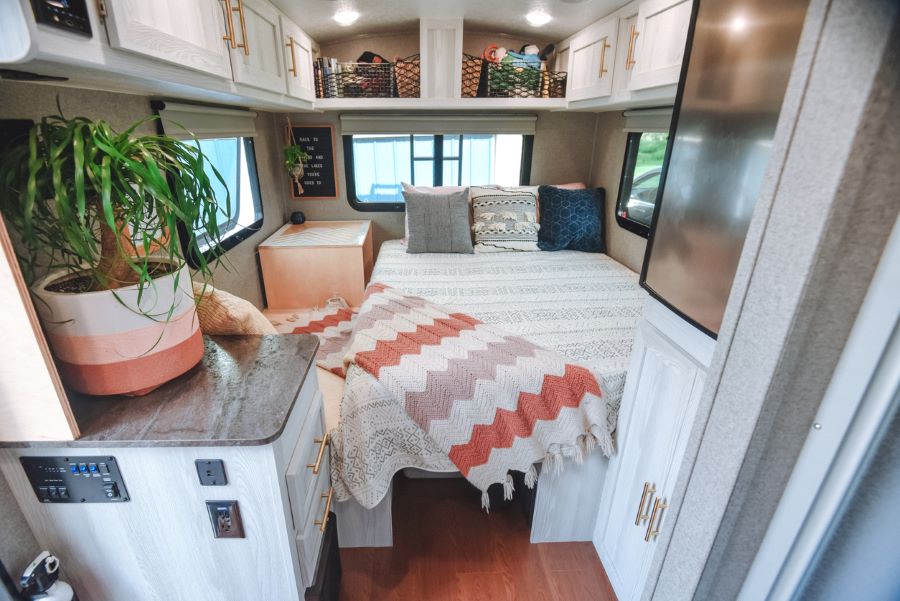 Modern-looking RV with a remodeled interior.