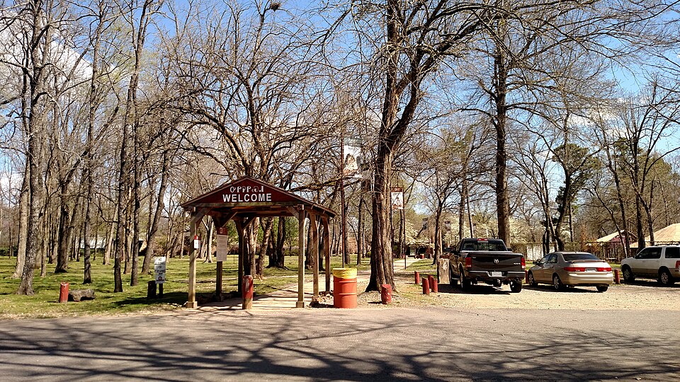The Cherokee Heritage Center Park entrance in Tahlequah, Oklahoma