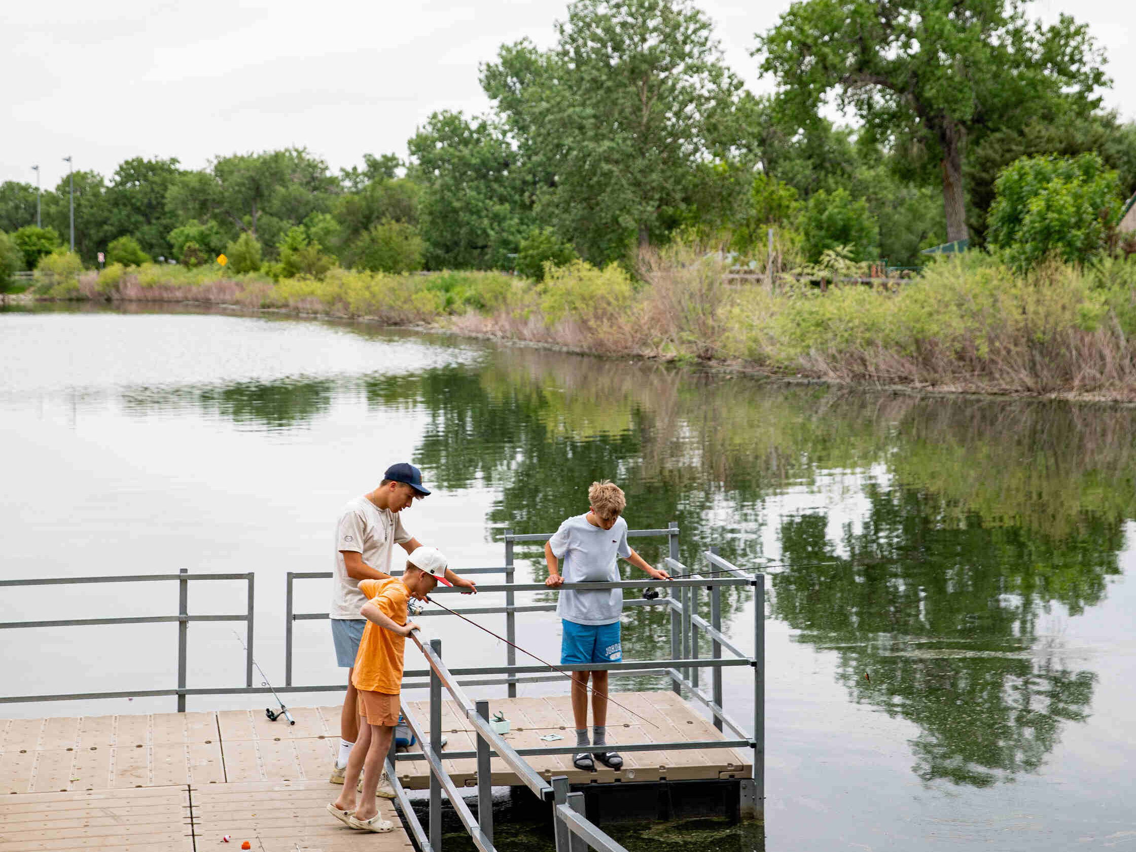 Family Fishing off the Dock.