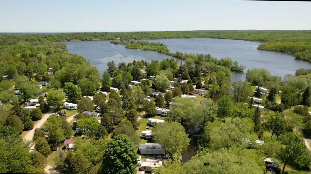 An Aerial view of Blue Haven Campground on Lake Champlain, New York