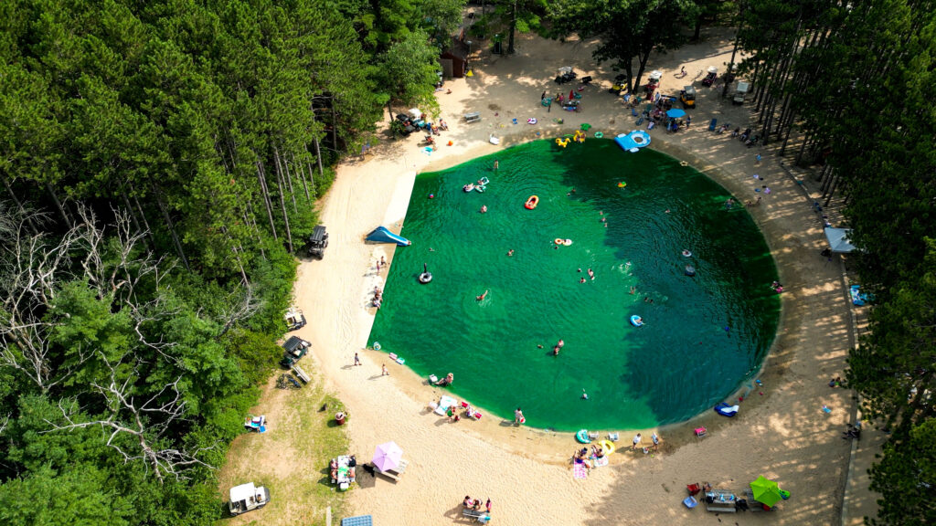 Aerial View of the Swimming Basin at Pearl Lake RV Campground