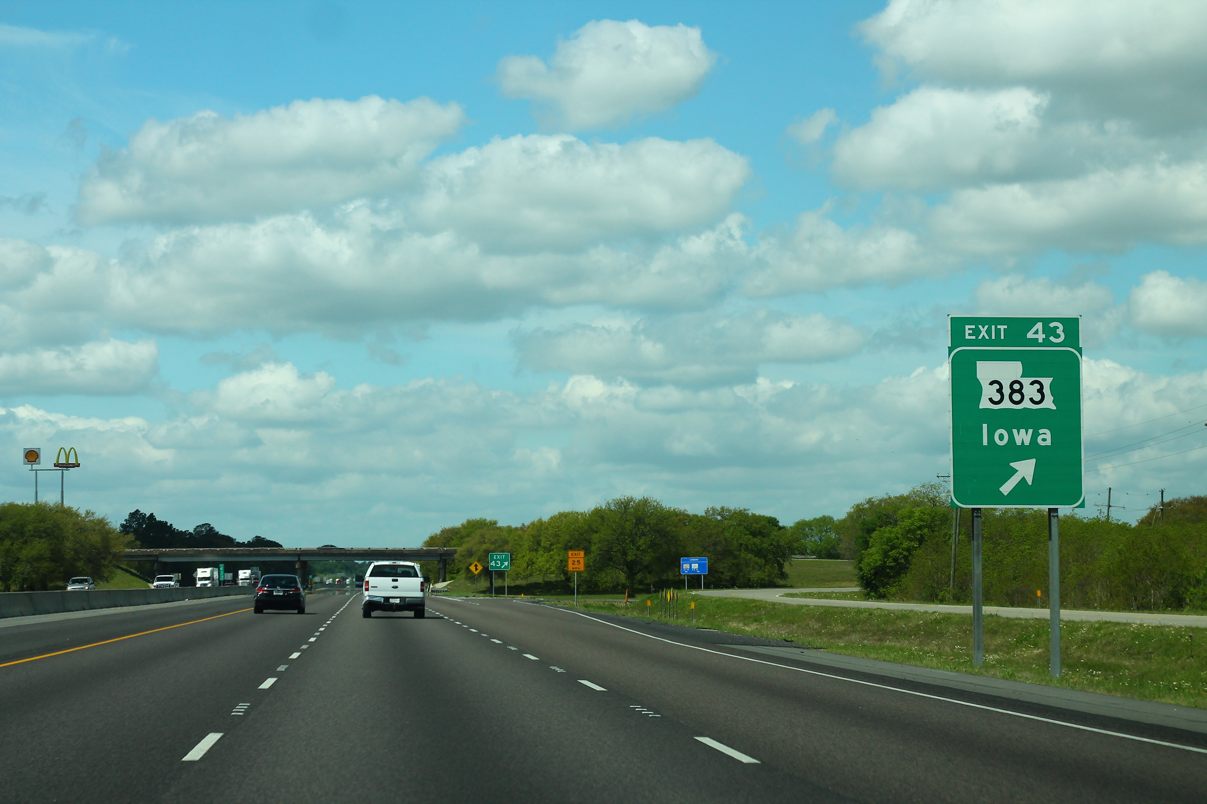 I-10 West - Exit 43 - LA383 to Iowa, Louisiana