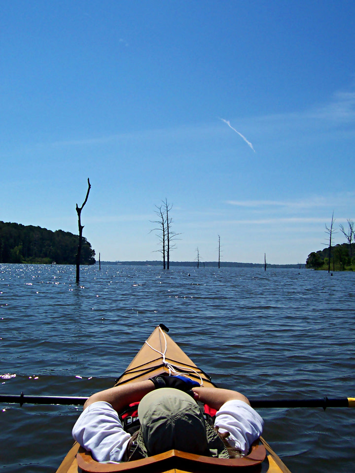 Kayaker chills out on Lake Conroe near Willis TX