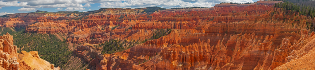 Panorama of a Western Canyon  From the Ramparts Overlook in Cedar Breaks National Monument in Utah