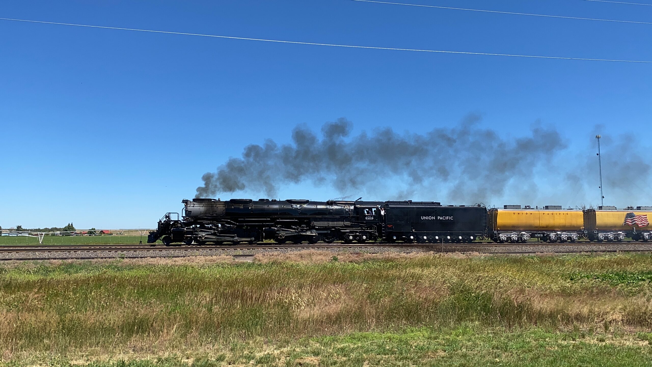UP 4014 high ball Pine Bluffs, Wyoming, July 2023