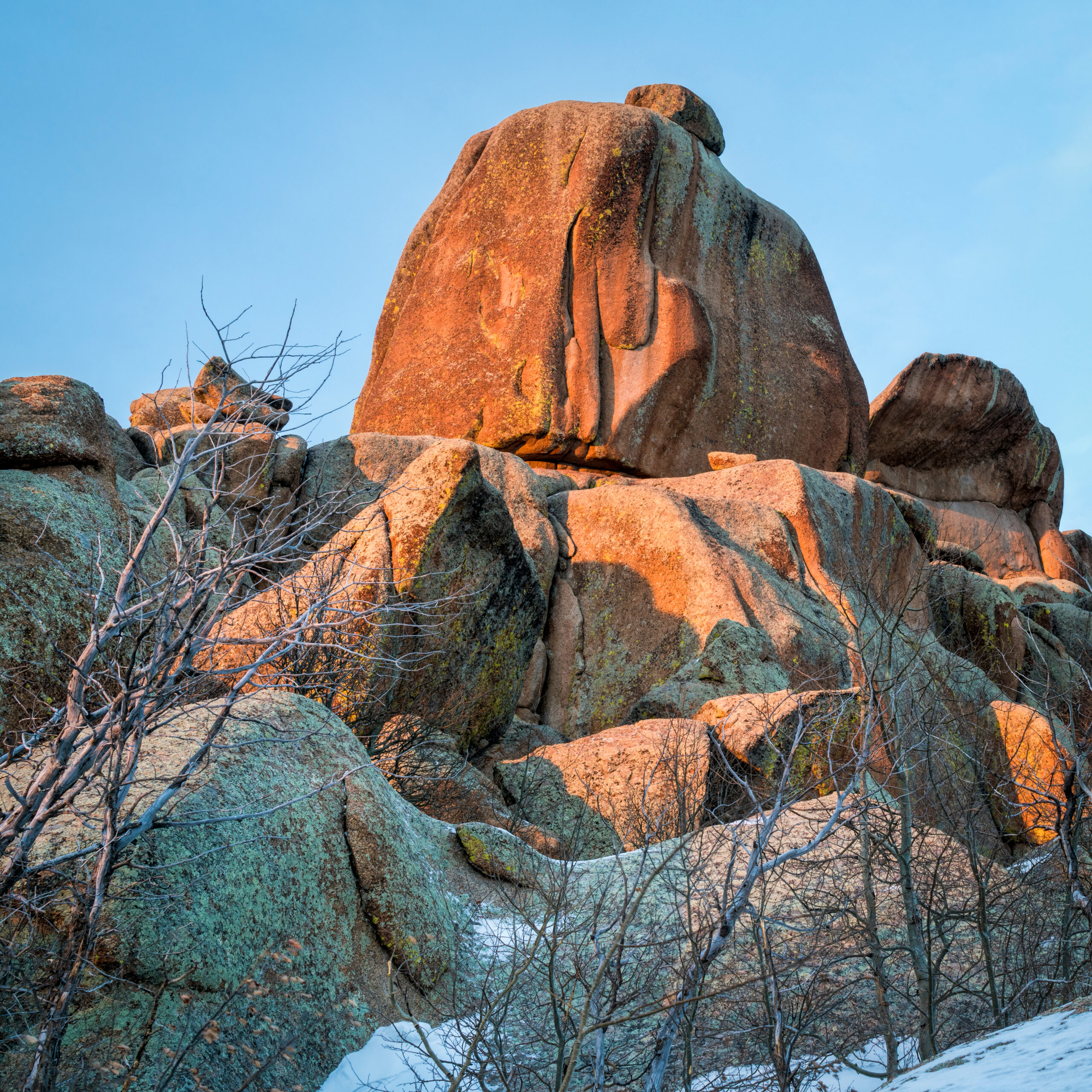 Granite rock formation in Vedauwoo Recreation Area, Wyoming, known to the Arapaho Indians as Land of the Earthborn Spirit.