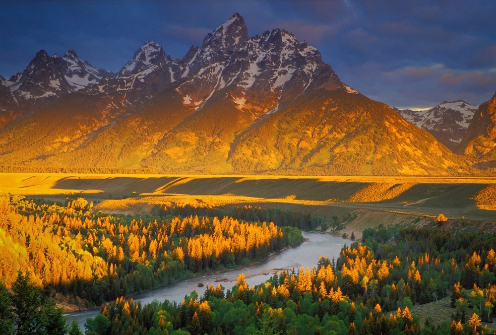 Wyoming National Park, Grand Tetons with Forest in Foreground.