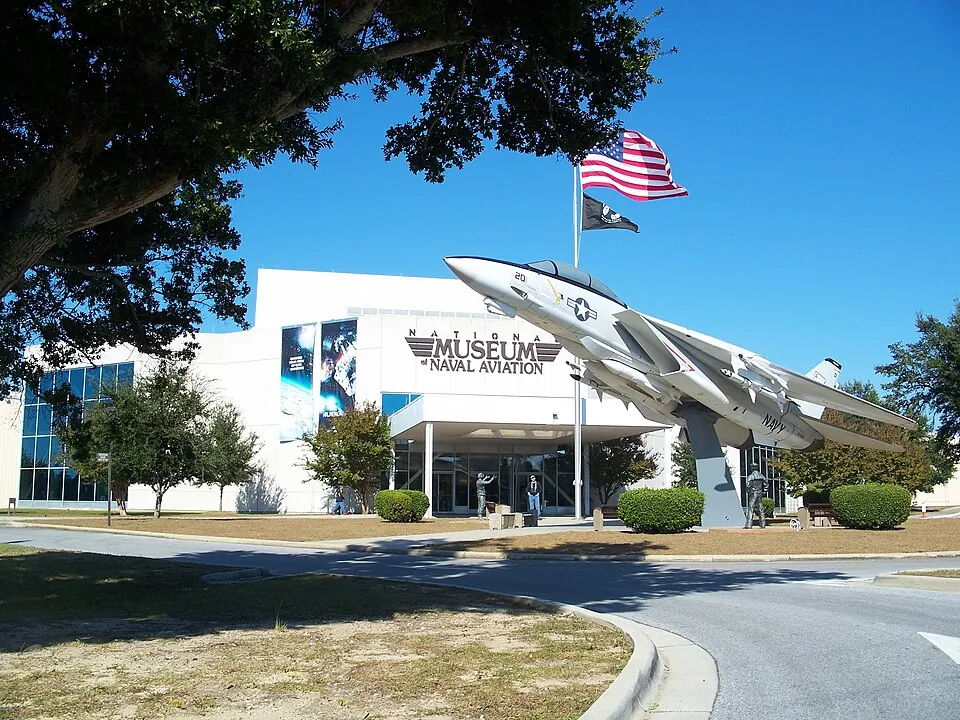 National Museum of Naval Aviation entrance with F-14 Tomcat in Pensacola, Florida