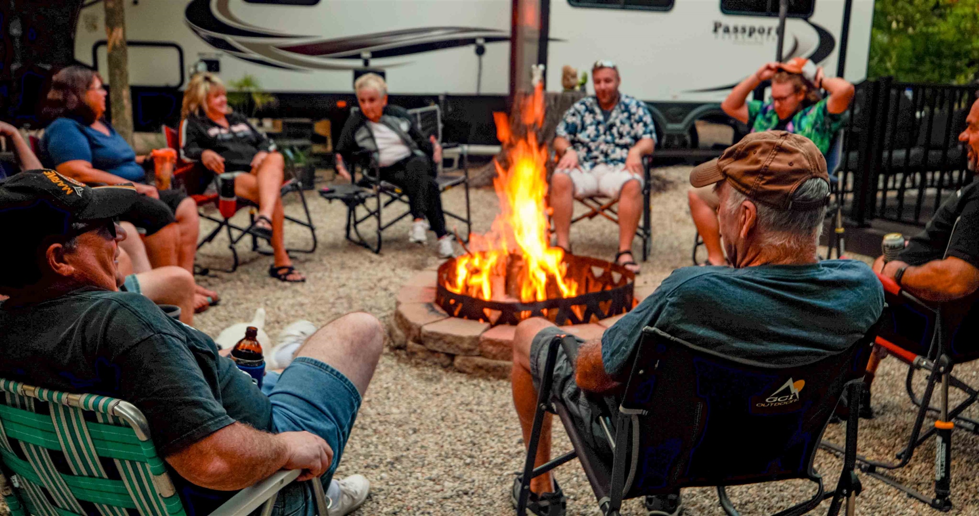 Wooded campsites under mature tree cover at Baraboo RV Resort in Baraboo, Wisconsin