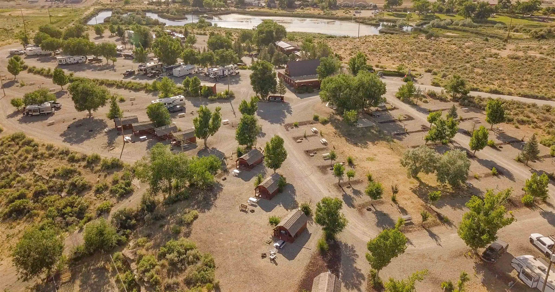 Grounds at Cortez RV Resort, a camping basecamp for Mesa Verde and the Four Corners near Cortez, Colorado