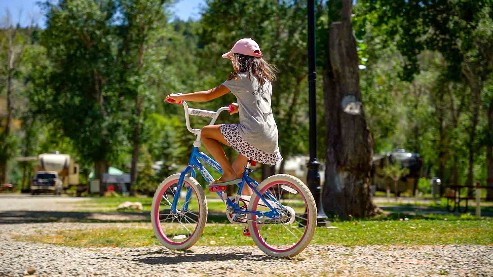 Pull-through full-hookup RV sites for extended stays on the Dolores River at Dolores River RV Resort