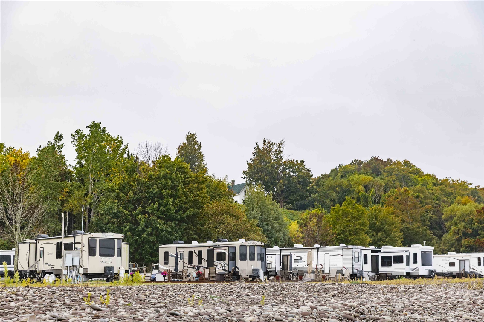 Full hookup RV sites beside the marina at Fair Point Marina in Fair Haven, New York