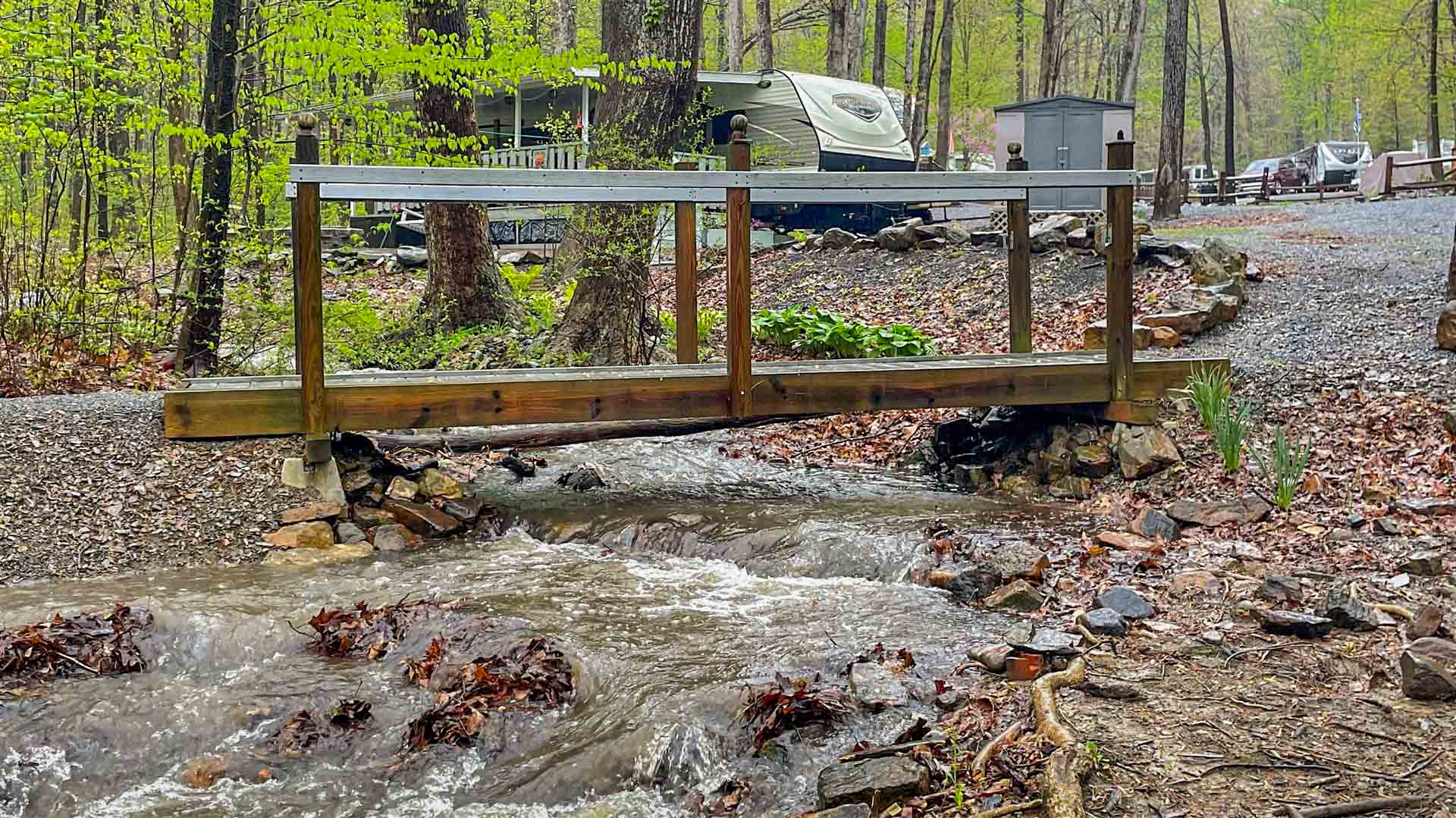 Back-in RV sites with hookups at James Creek RV Resort near Raystown Lake