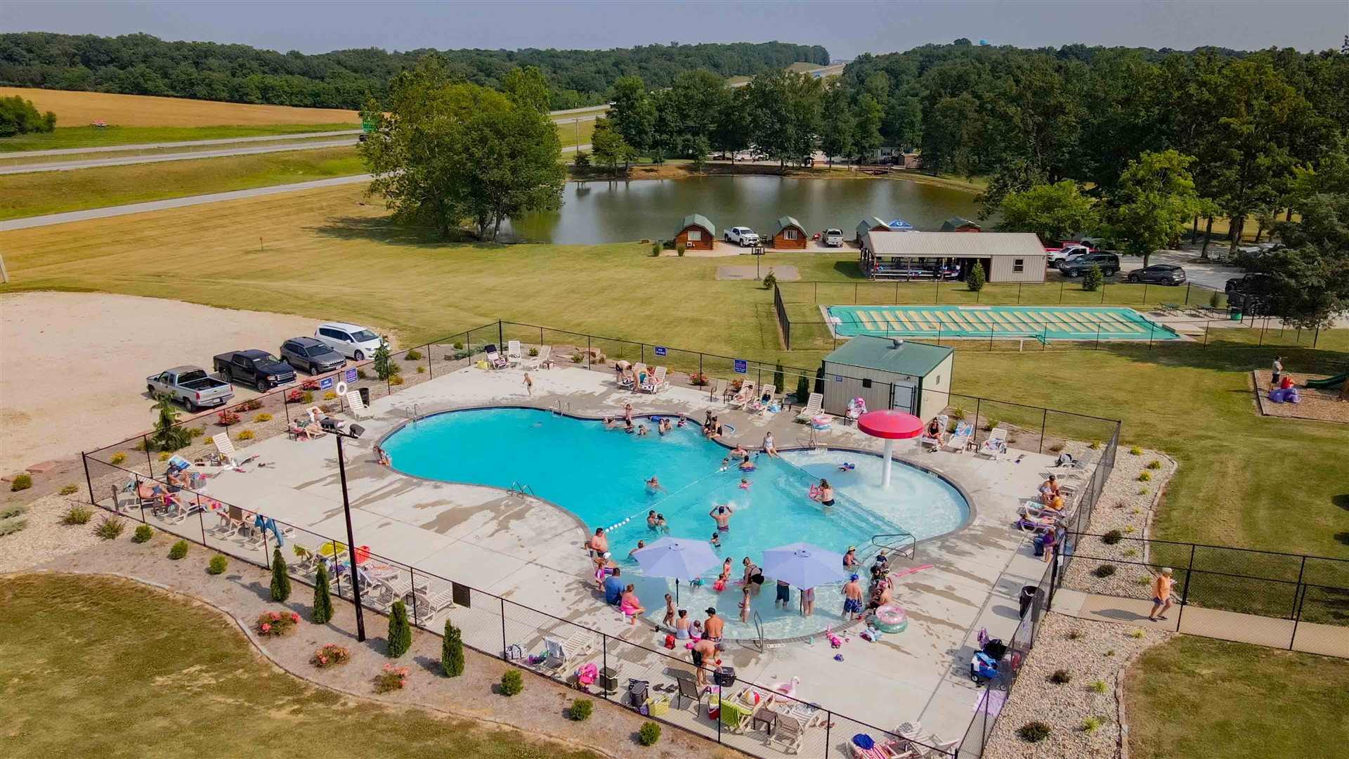 Full hookup RV sites with mature shade trees at Perryville RV Resort near Perry Lake in southeast Missouri