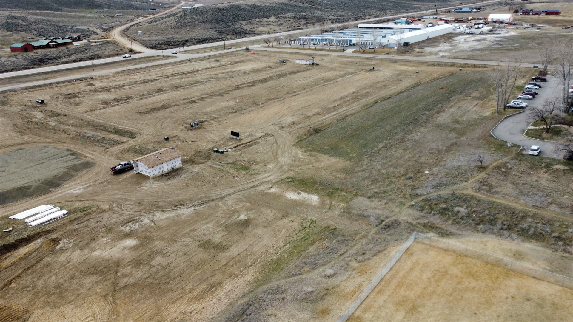 Aerial view of Tunatua RV Resort and the surrounding Craig, Colorado landscape